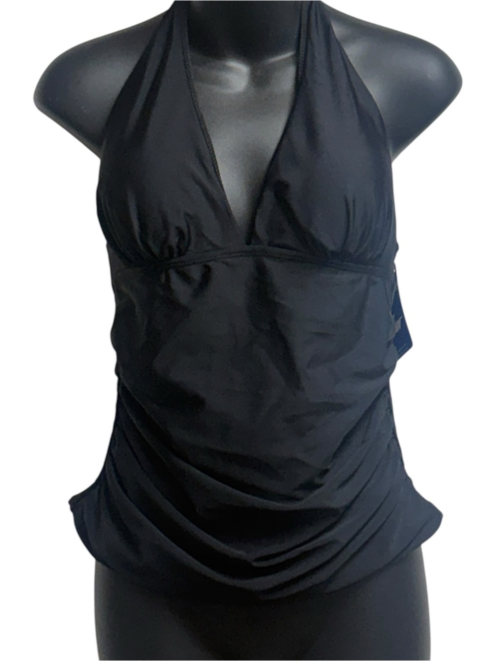 Hilor Black Halter Tankini Swim Top Women’s Size 10 NWT